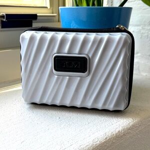 TUMI Mini Hard Case Travel Toiletry Bag Silver Light Gray